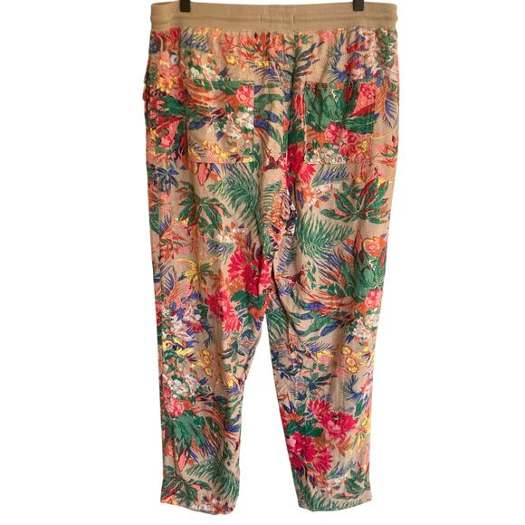 M&S Collection Women UK 14/US 10 Floral Linen Blend Ankle Pant Beachy Resort - Picture 2 of 11